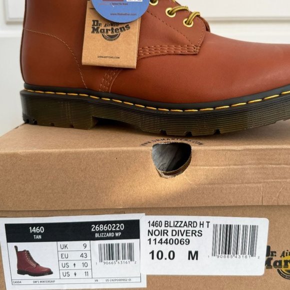 ***Sold***Dr Martens Unisex Tan Winter Grip 1460 DM-Lace-up Leather Boots - Picture 9 of 11